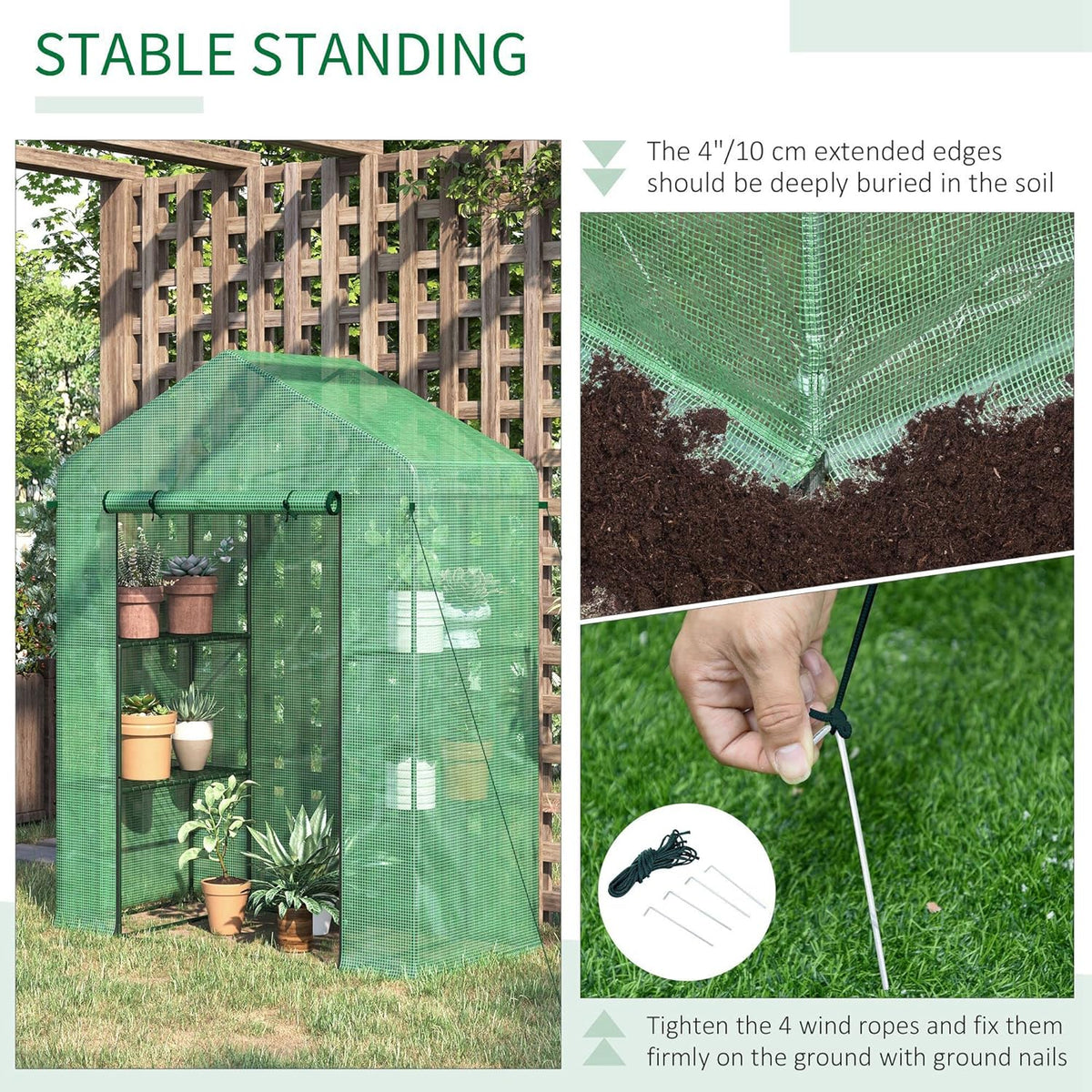 Outsunny 5' x 2.5' x 6.5' Mini Walk-in Greenhouse Kit, Portable Green House with 3 Tier Shelves