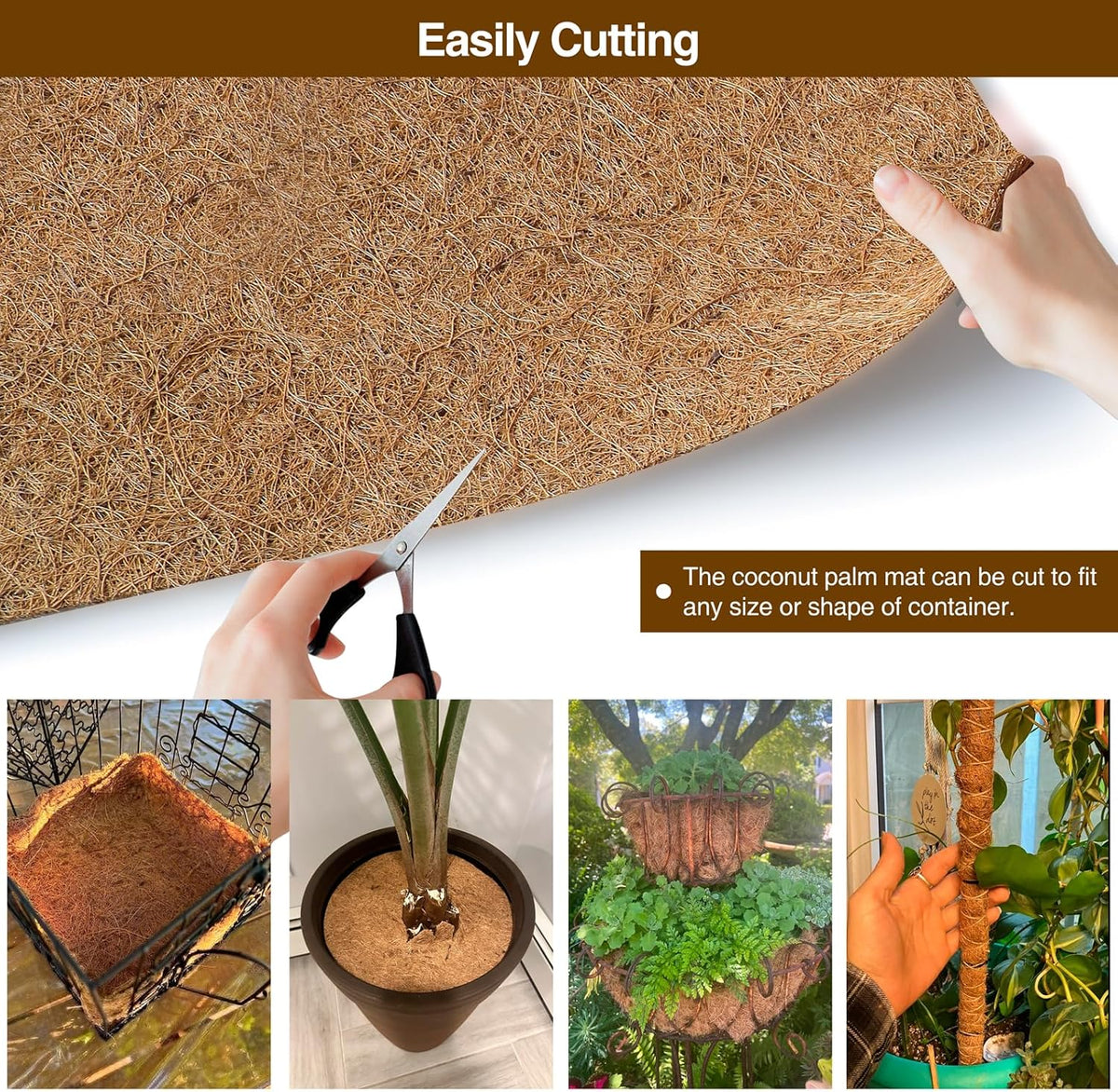 MAXPACE Natural Coconut Coir Liner Sheets - 14x11inch 2 Pcs Coco Fiber for Plant, Planter, Window