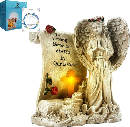 Malister Memorial Gifts - Garden Angel Statue Sympathy Gift with Solar Led Light, Bereavement