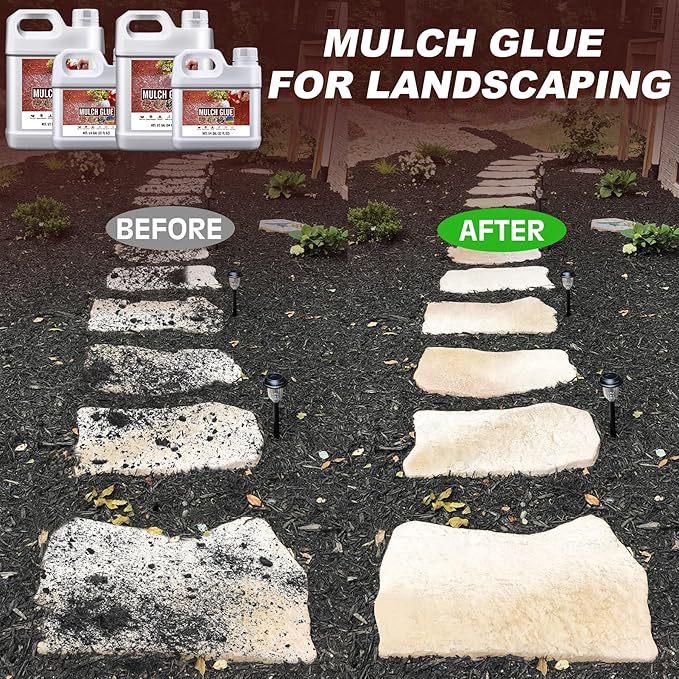 Mulch Glue - 64oz / 0.5 Gallon Landscape Adhesive Gravel Binder Glue with Applicator for