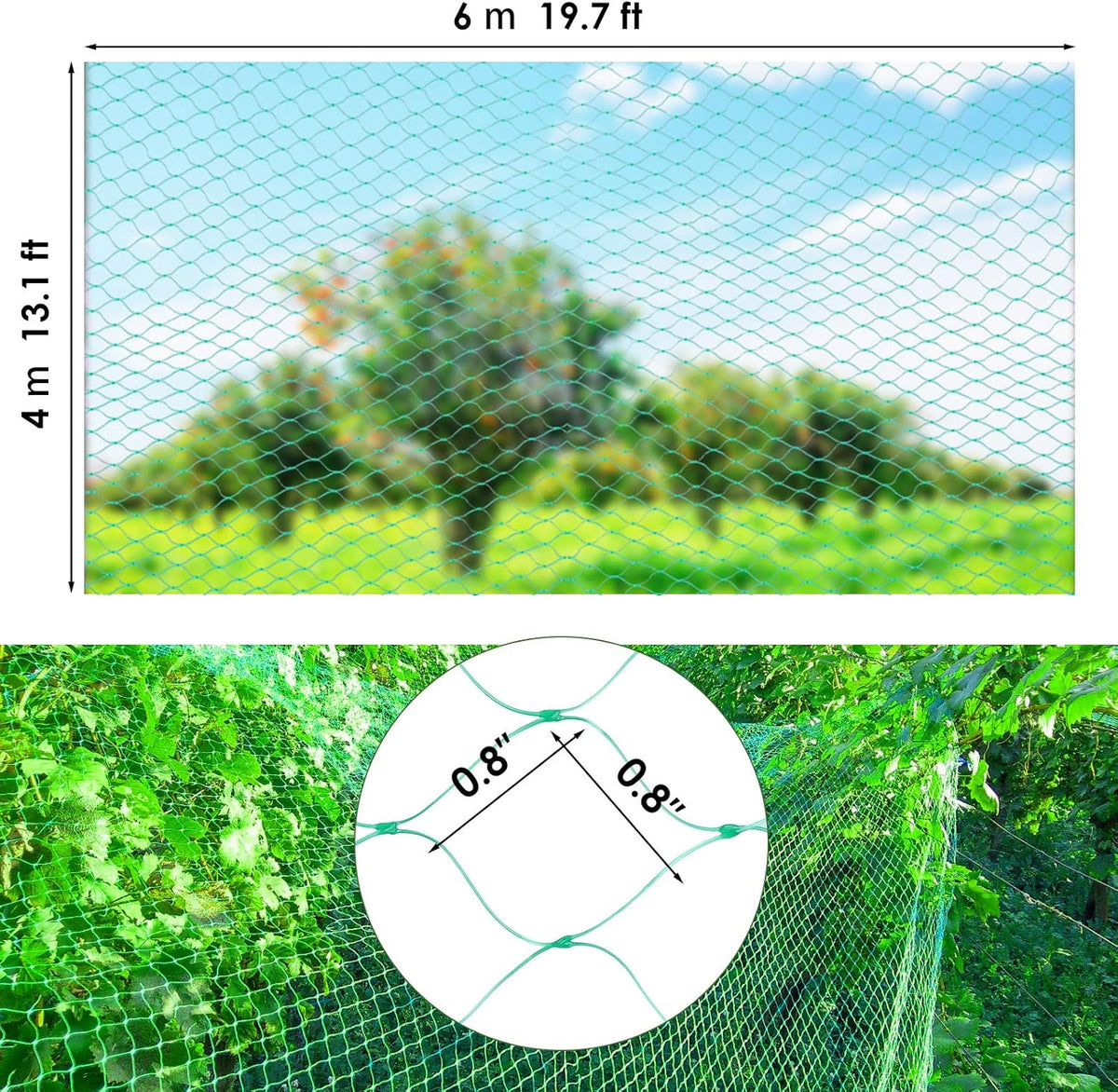 Ruolan Bird Netting for Garden Protect Vegetable Plants and Fruit Trees13X20Ft,Plastic Trellis