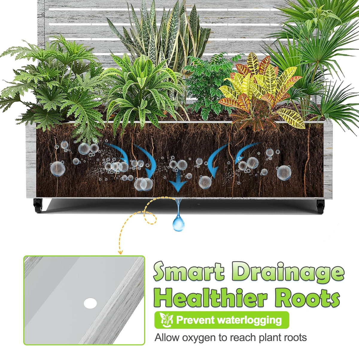 15.7"×70.9"×47.2" Metal Raised Garden Bed with Trellis and Wheels - Tall Trellis Planter Box for