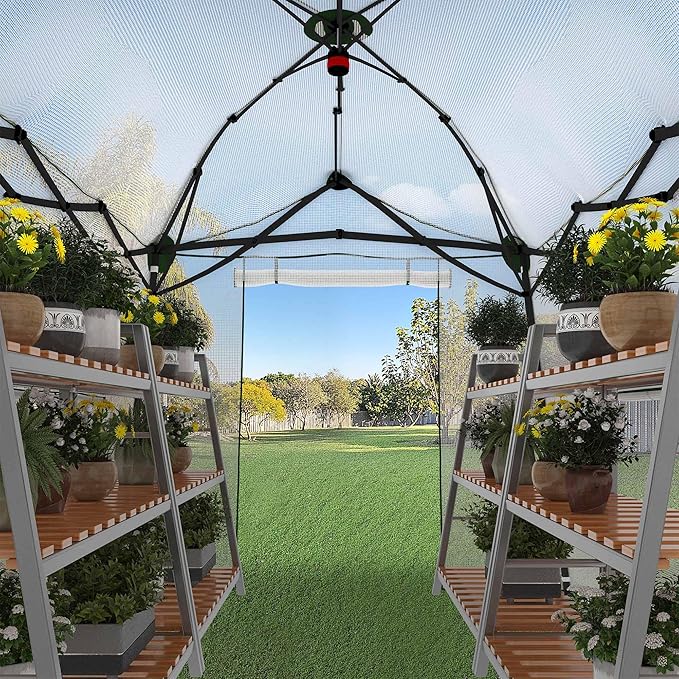 8.5 x 7 FT Walk-in Greenhouse, Portable Pop-up Green House 3 Adjustable Hights Heavy Duty Plant