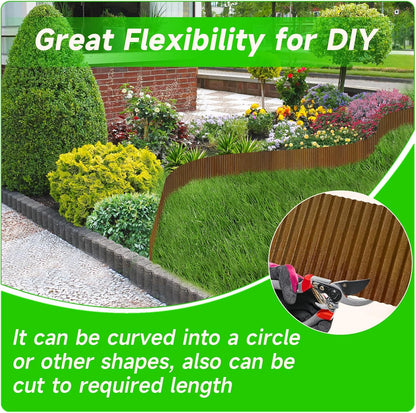 Corrugated Garden Edging, 10"×10Ft Pre-Rusted Landscape Edging & Lawn Edging Border, Metal Garden