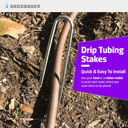 Sandbaggy 1000-Pack DRIP TUBING Stakes Landscape Staples | 5 inch Length - 11 Gauge Heavy Duty |