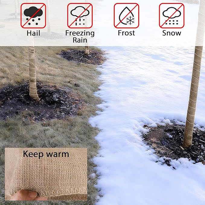 Natural Burlap Plant Covers Freeze Protection,Burlap Winter Frost Plant Blankets for Trees and