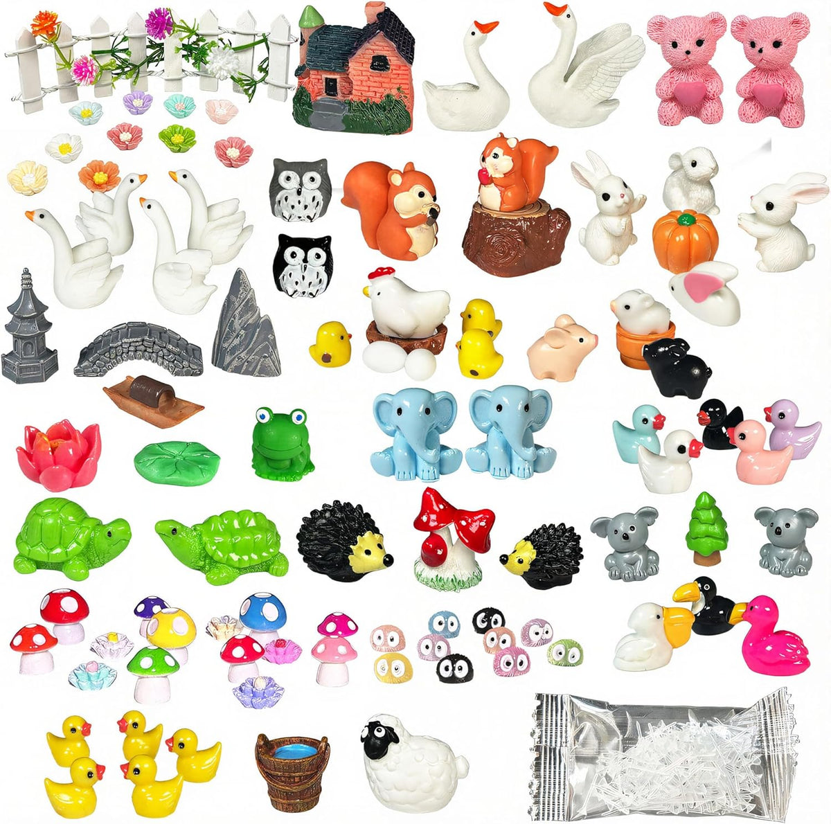 Mini Fairy Garden Accessories 103 PCS Mini Resin Animals for Terrarium Decor Bulk Miniature Garden