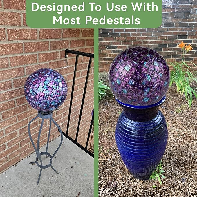 Lily's Home Glass Gazing Ball | Holographic Effect, Stunning Rainbow Color Reflection Effect