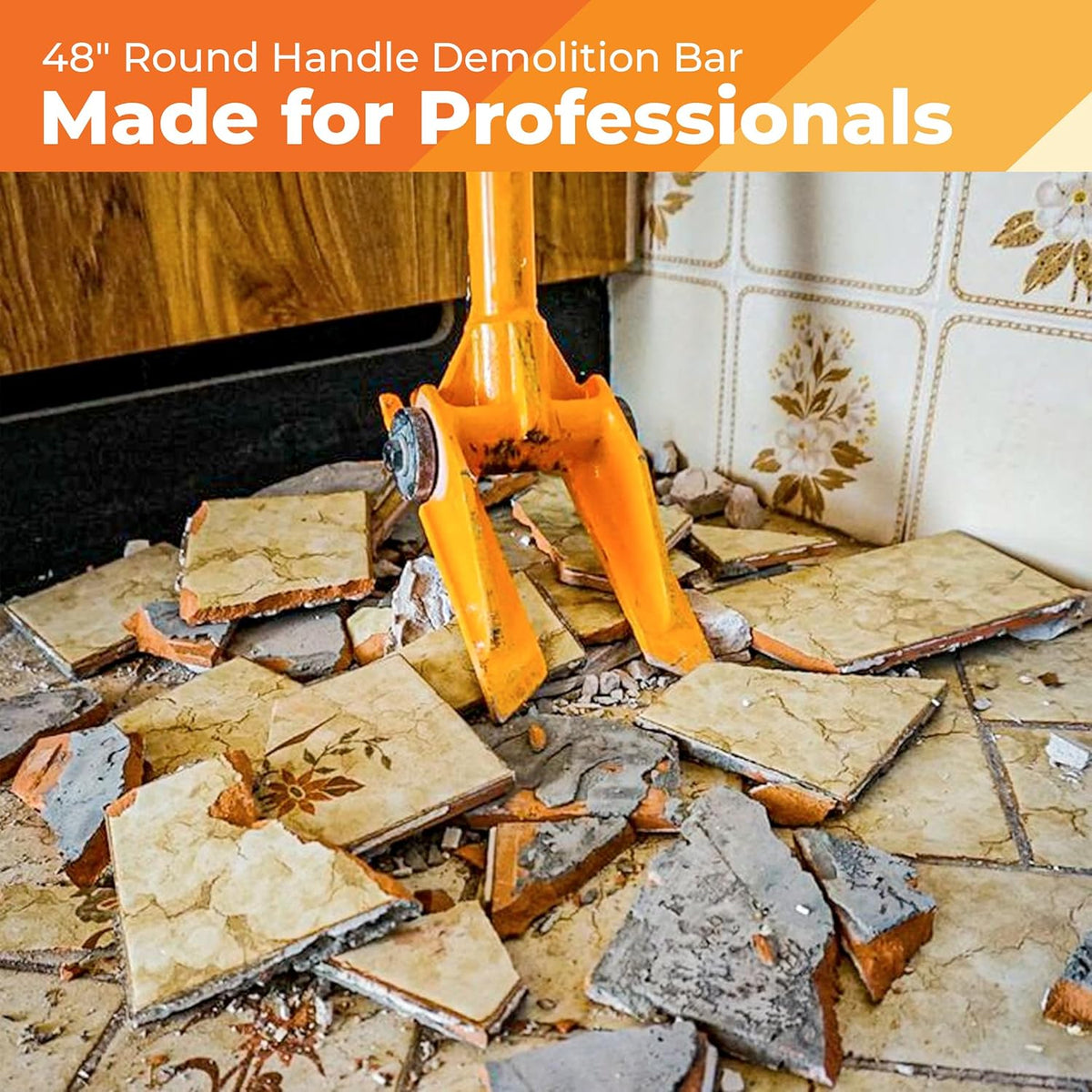 48” Oval Handle Demolition Bar – Ceiling/Wall Demo Bar - Versatile Multi Tool - For Home