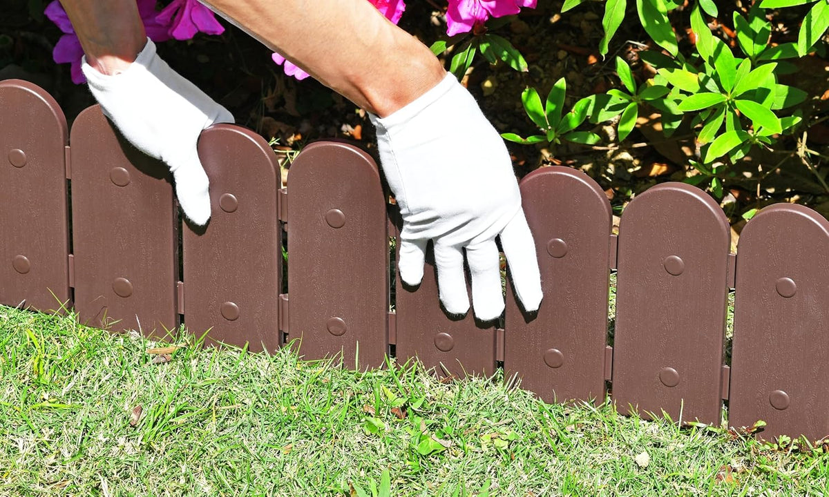 Evelyne Garden Border Plastic Edging: Wooden Fence Design - 8pcs Brown Yard Landscaping Fence Liner