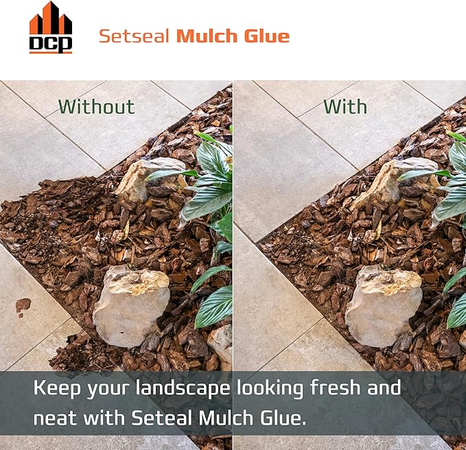 DCP Setseal Mulch Glue for Landscaping 1 Gallon - Gravel Stabilizer & Rock Glue - Works with Mulch