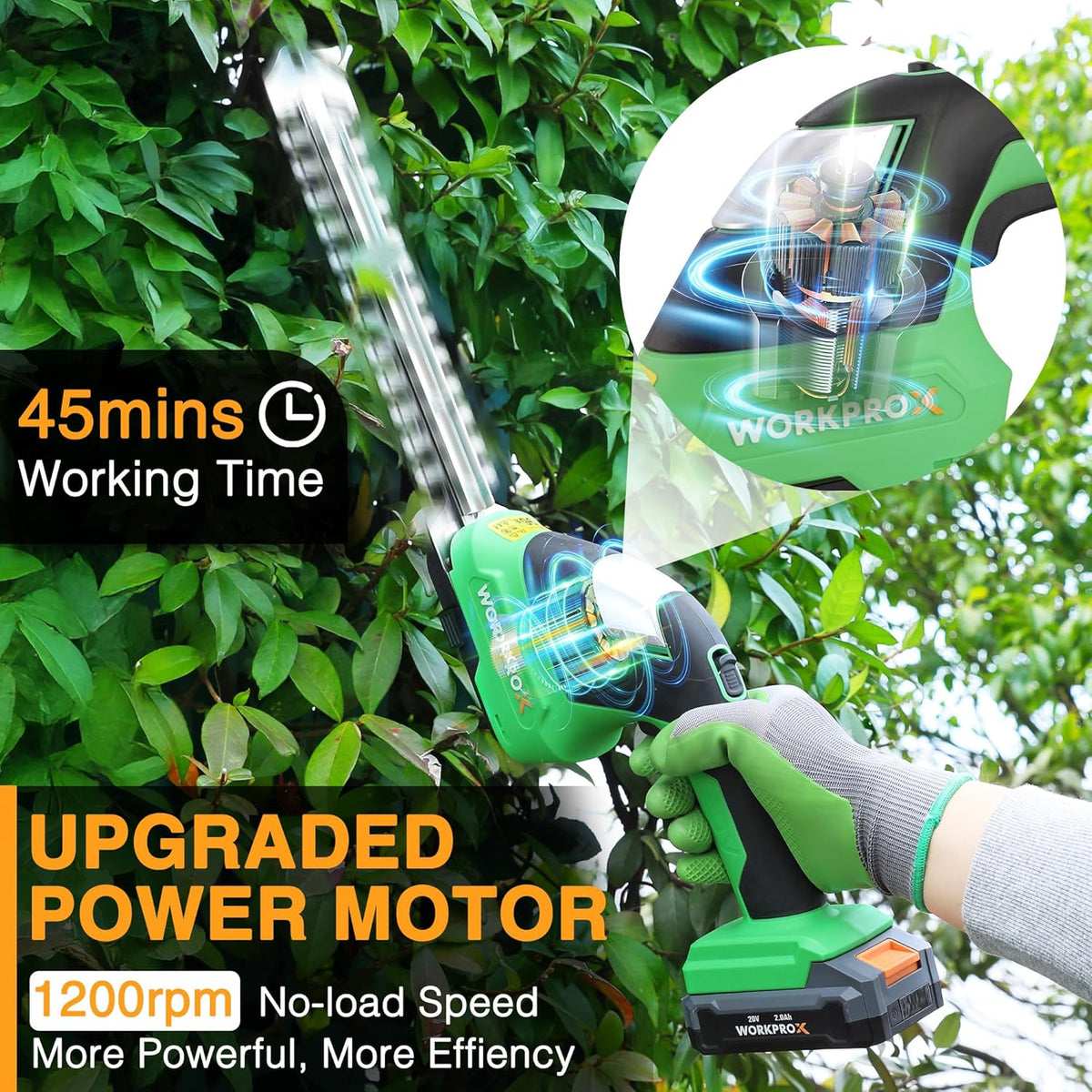 WORKPROX 20V Cordless Grass Shear & Shrubbery Trimmer - 2-in-1 Handheld Electric Grass Trimmer
