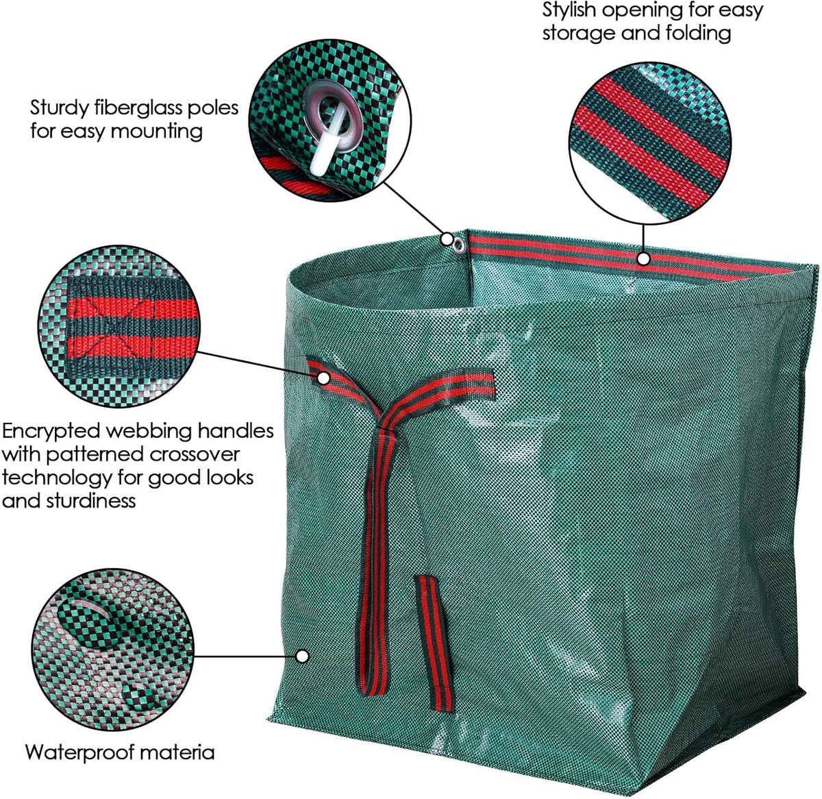 53 Gallon Garden Bags for Debris,2-Pack Yard Waste Bags,Large Dustpan-Type Lawn bags with Gardening