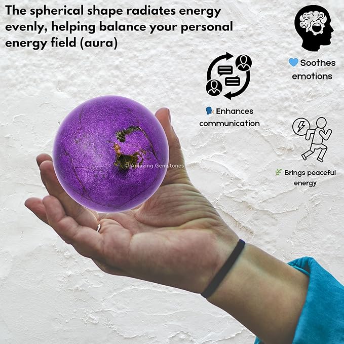 Amazing Gemstone Stichtite Crystal Ball with Stand - 2 Inches Crystal Sphere Meditation Balls for