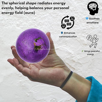 Amazing Gemstone Stichtite Crystal Ball with Stand - 2 Inches Crystal Sphere Meditation Balls for