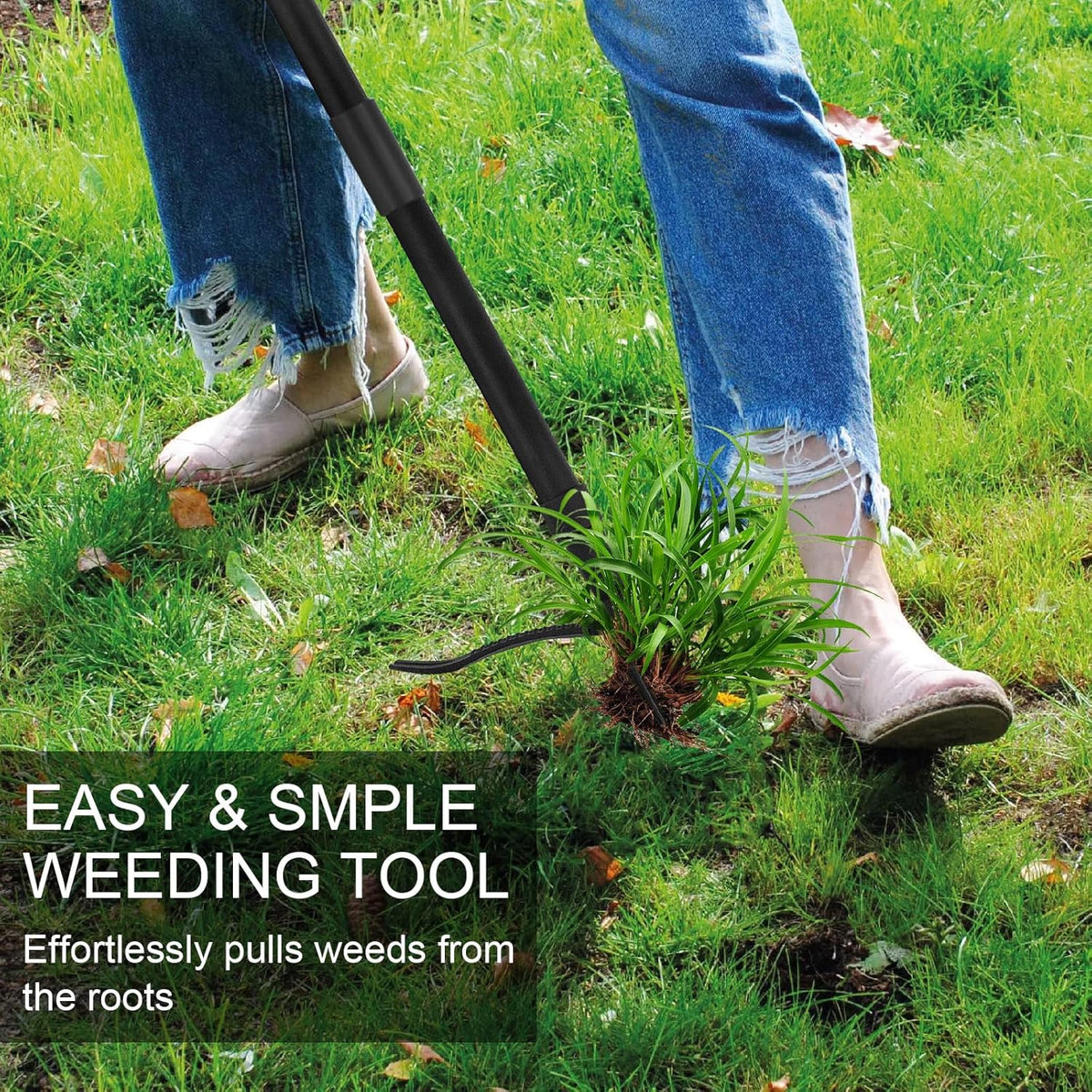 Weed Puller Tool - Stand Up Heavy Duty Weeding Tool with 47.8'' Long Handle, Foot Platform Design &