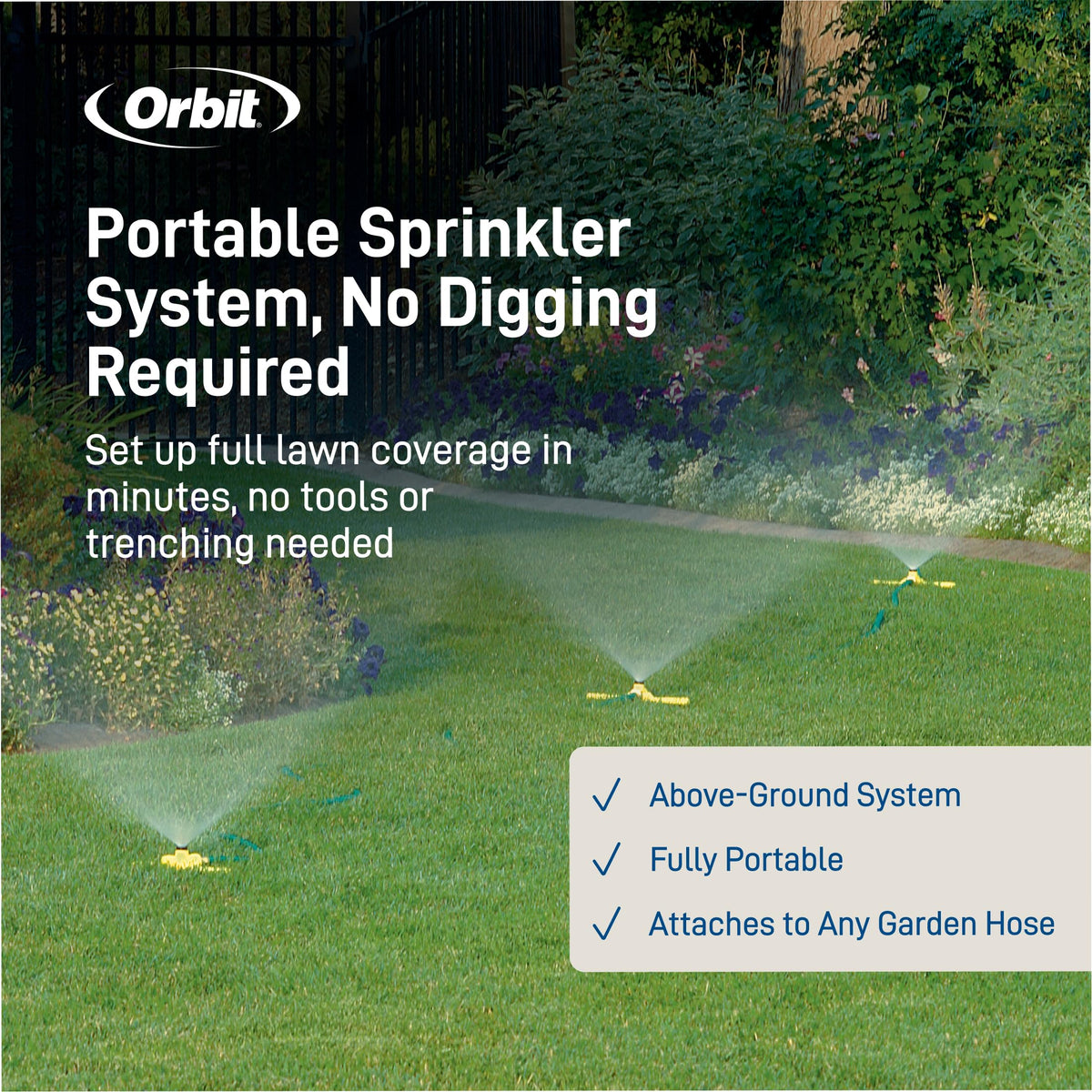 Orbit Port-A-Rain Above-Ground Sprinkler System, Green - 58092