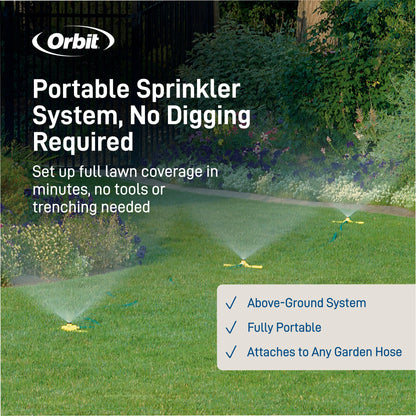 Orbit Port-A-Rain Above-Ground Sprinkler System, Green - 58092