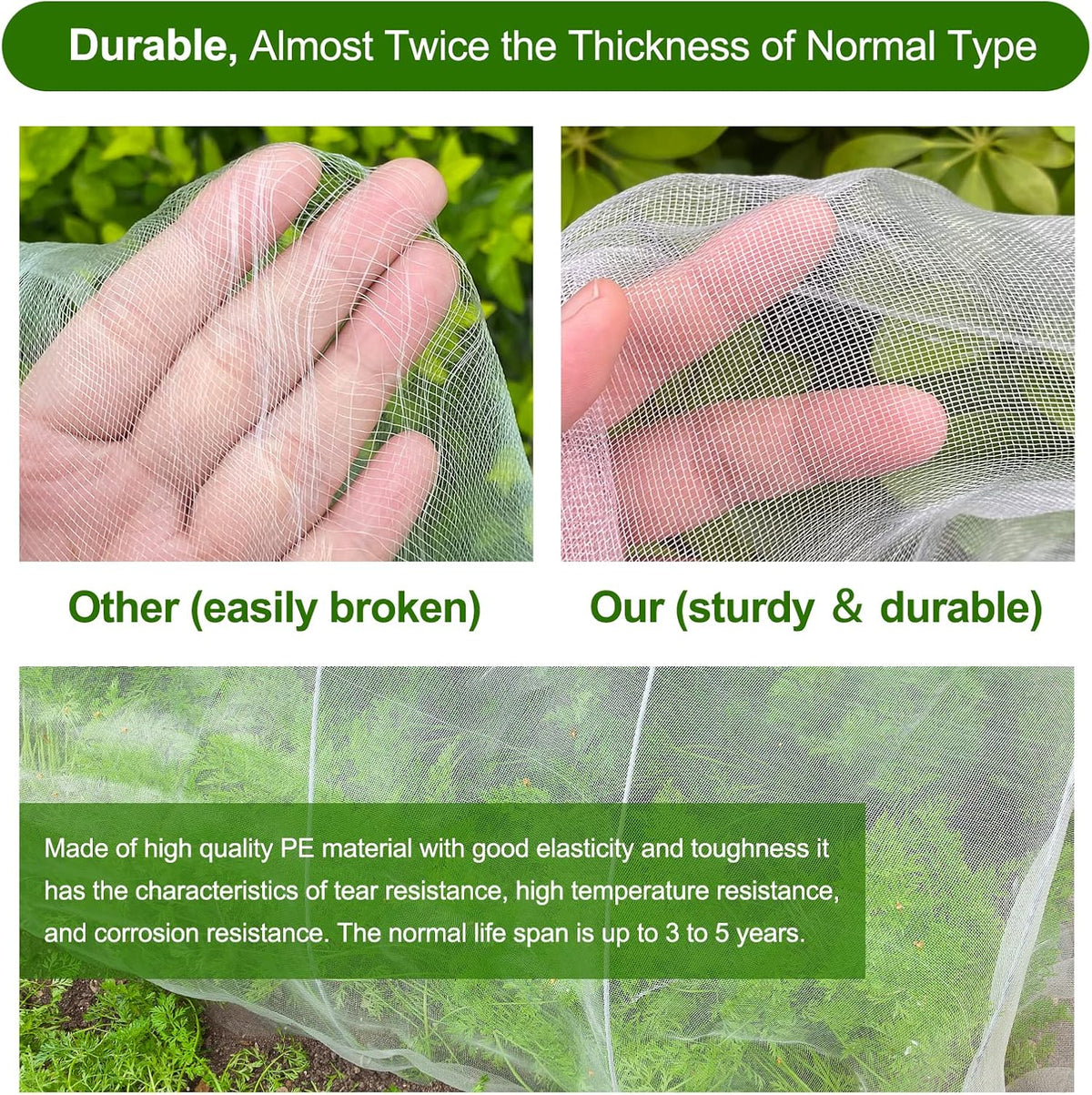 Garden Netting, Jevrench Durable Ultra Fine Garden Netting, Garden Plant Cover Row Cover Makes