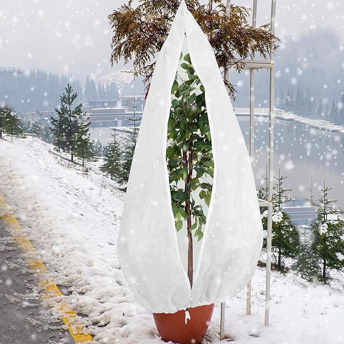 Gardzen 5-Pack Plant Covers Freeze Protection, Drawstring Tree Cover with Zipper, Winter Freeze