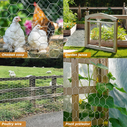 Sliver Chicken Wire 12 inch(H) x 100 ft(L), Anti-Rust Hexagonal Galvanized Metal Garden Netting for