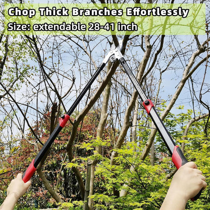 Loppers Branch Cutter Heavy Duty Tree Trimmer, Extendable 28-41" Tree Pruner with Compound Action