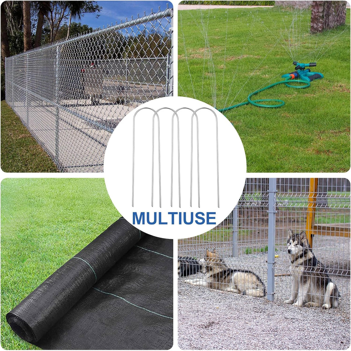 150 Pack U Shape Drip Irrigation Stakes, Heavy-Duty Garden Staples 6 Inch Galvanized Rust-Resistant