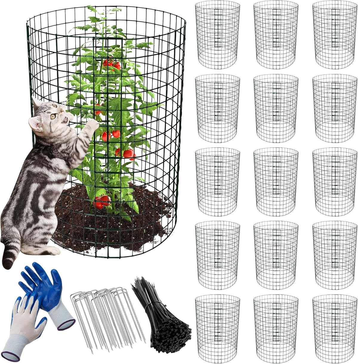 16 Pack Plant Protectors from Animals, 13.8"x 12" Wire Plant Protector, Wire Cages for Plants with