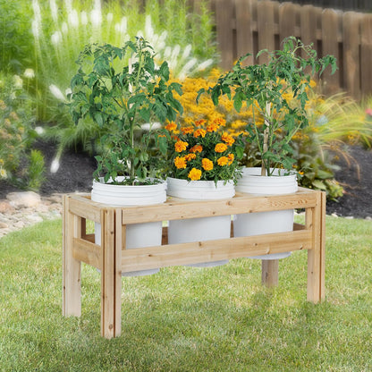 Greenes Fence Three Bucket Elevated Cedar Wood Garden Frame, 43 in. x 16 in. x 20 in. - Made in USA