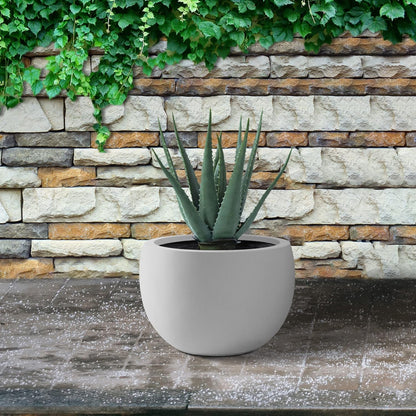 Kante 19.9" Dia Round Concrete Planter, Outdoor/Indoor Large Bowl Plant Pots with Drainage Hole and