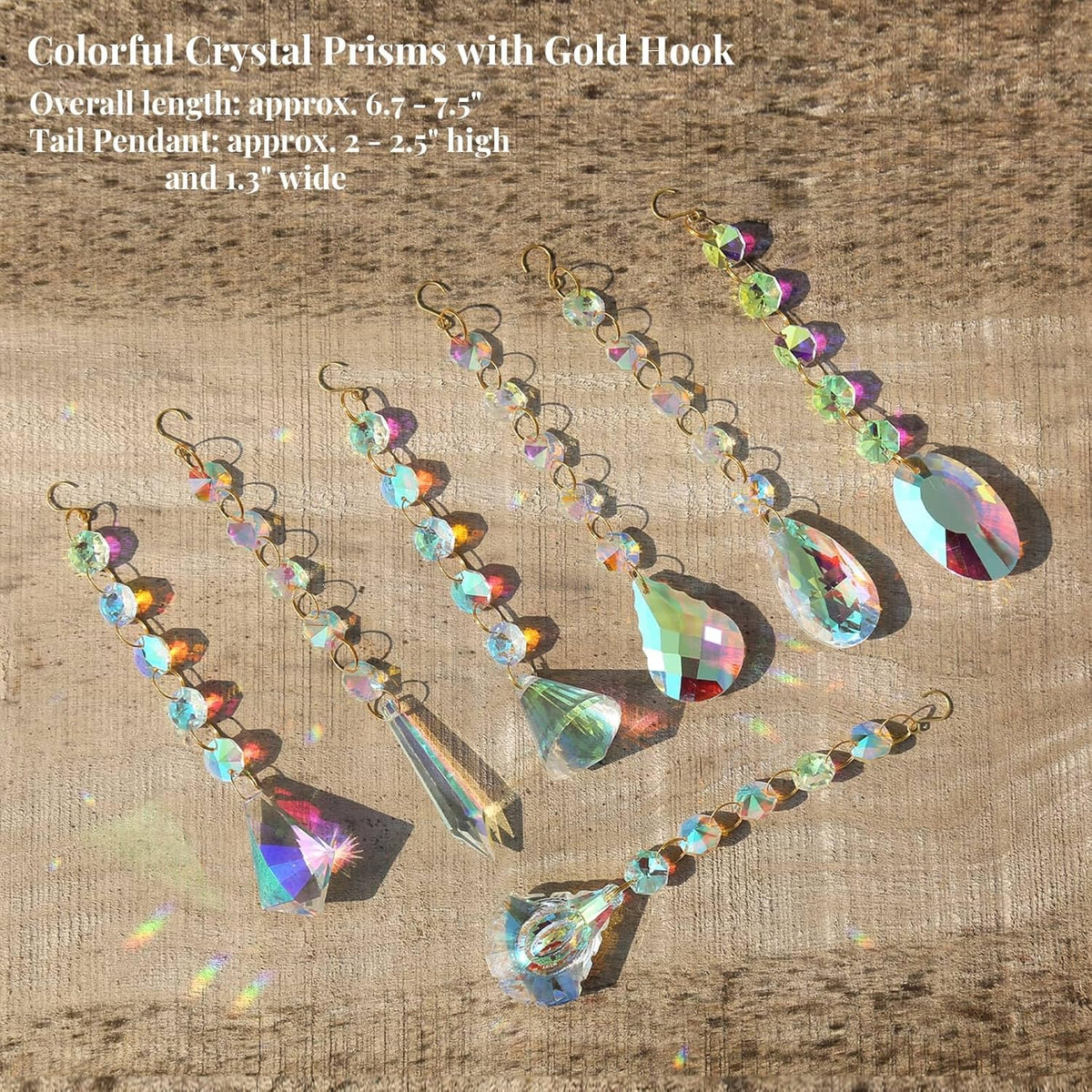 Sun Catchers for Windows Hanging, 7 Pcs Colored Crystals Suncatchers Prisms Glass Pendant Ornament