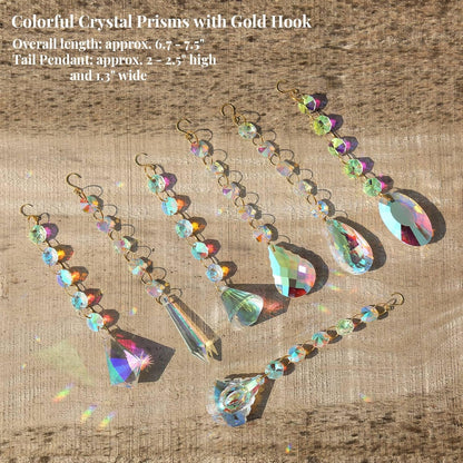 Sun Catchers for Windows Hanging, 7 Pcs Colored Crystals Suncatchers Prisms Glass Pendant Ornament