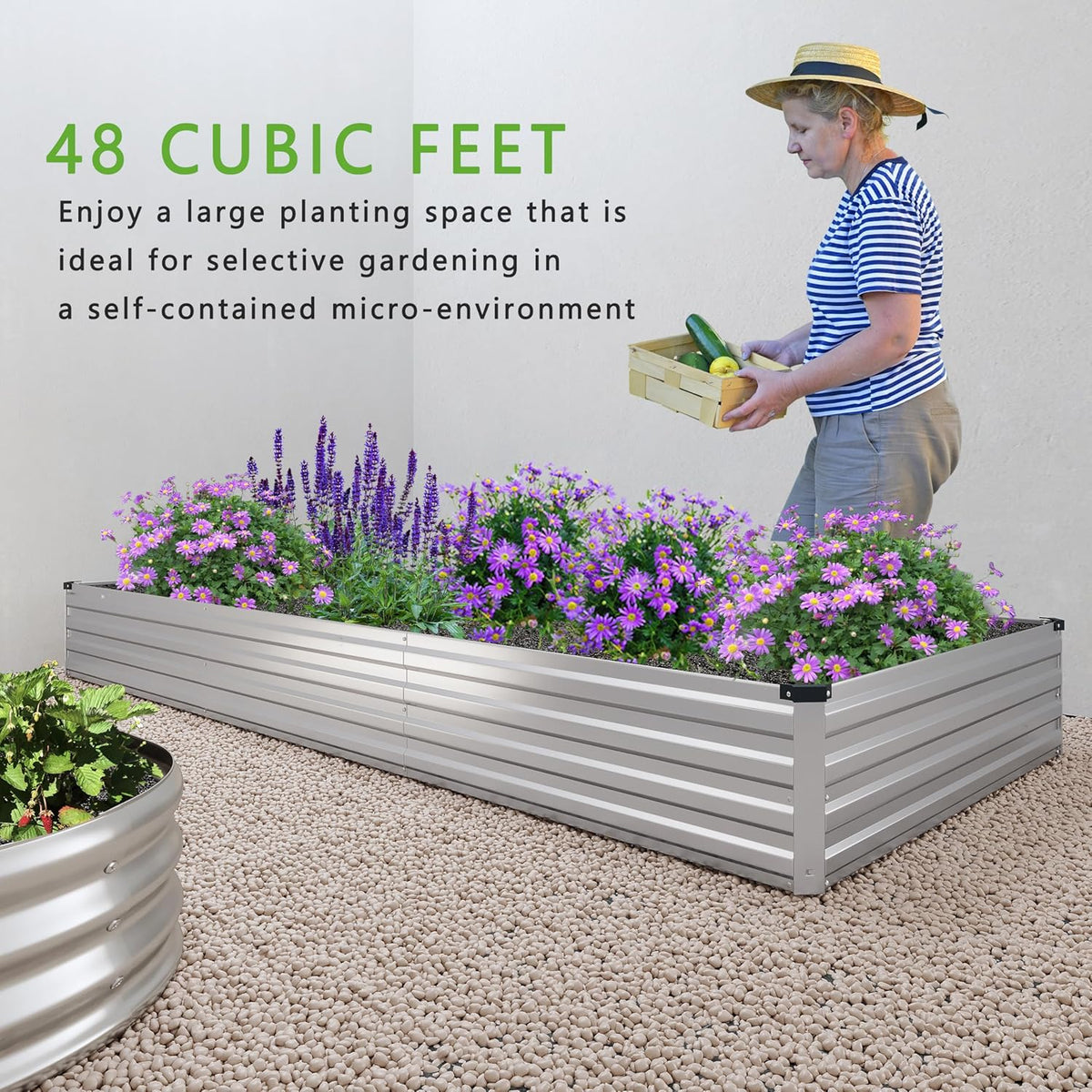 2PCS 12x4x1FT Galvanized Raised Garden Bed Kit,Vegetable Boxes-Rectangle Metal Flower Box,Large
