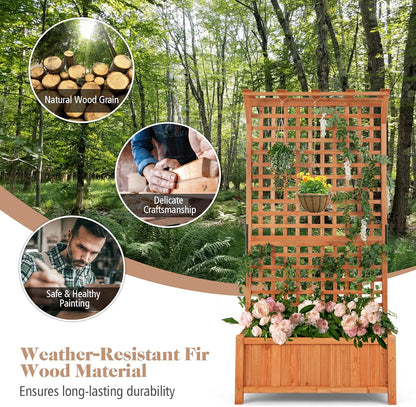S AFSTAR Planter with Trellis Set of 2, 35.5x17.5x72.5 inch Wood Planter Box with Lattice Trellis &
