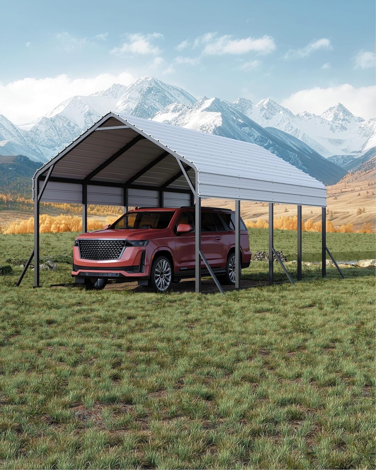 GarveeLife 13 ft x21 ft x11 ft Oversized Metal Carport, Steel Heavy Duty Car Ports for All-Weather