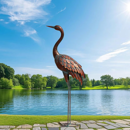 chisheen Outdoor Garden Crane Statues and Sculptures Metal Yard Art Statue for Garden Decoration