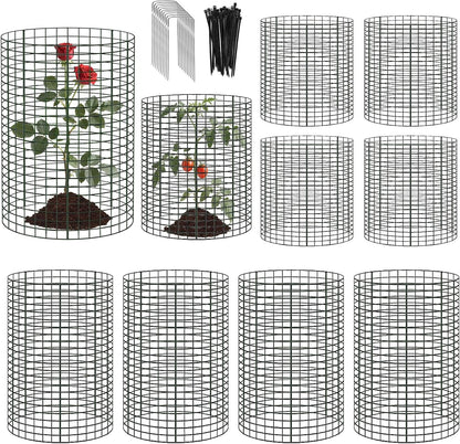 10 Pack Round Plant Protector from Animals, 12'' x 24'' and 12'' x12'' Metal Plant Cages to Keep