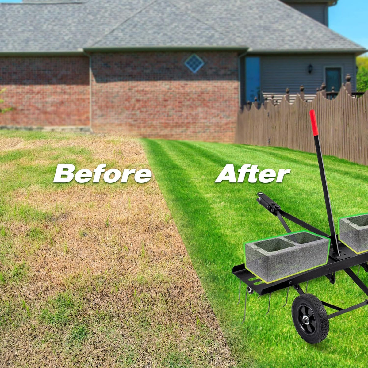 Suchtale 40inch Tow Behind Dethatcher with 20 Spring Steel Tines,Lawn Sweeper Garden Grass Tractor