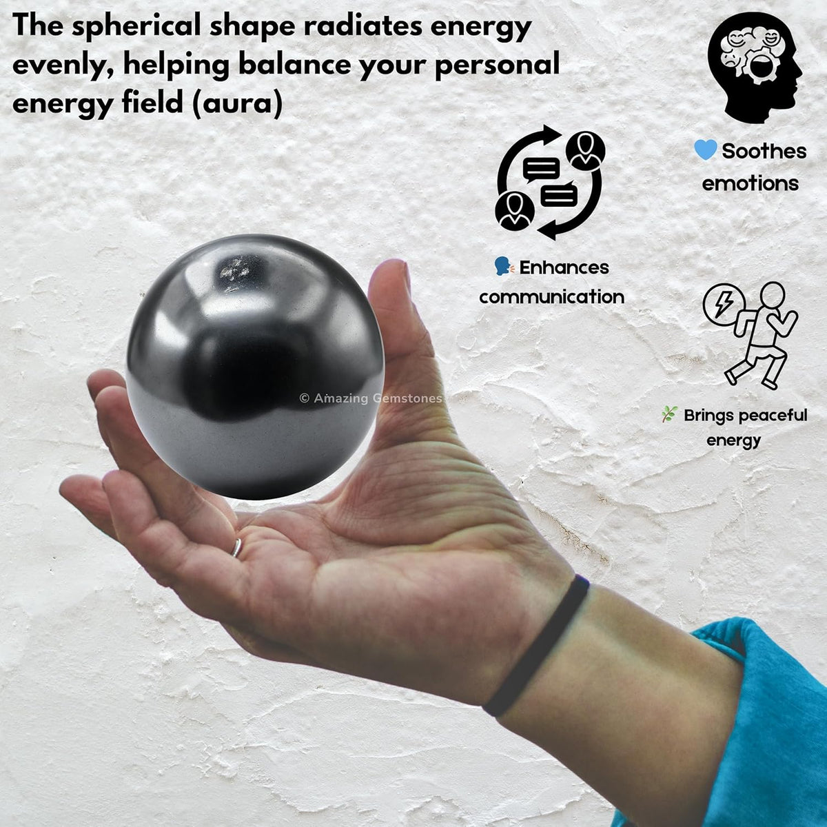 Amazing Gemstone Hematite Crystal Ball with Stand - 2 Inches Crystal Sphere Meditation Balls for