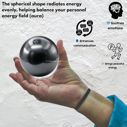 Amazing Gemstone Hematite Crystal Ball with Stand - 2 Inches Crystal Sphere Meditation Balls for
