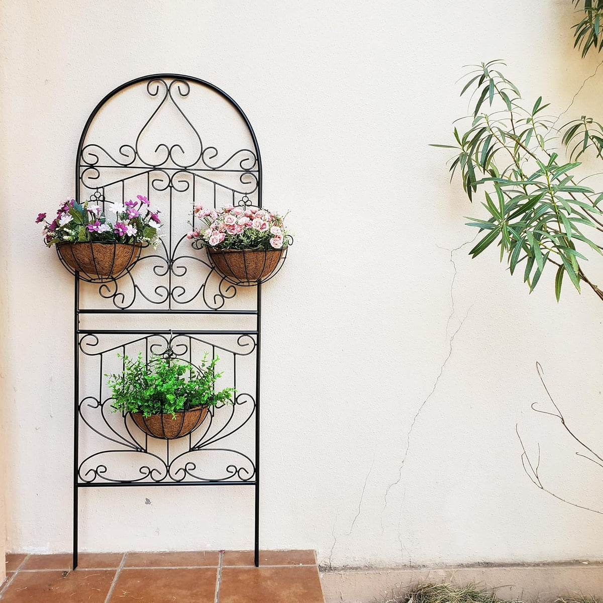 SCENDOR Trellis for Climbing Plants 59" H x 22" W Metal Unique Design Decorative Garden Structure