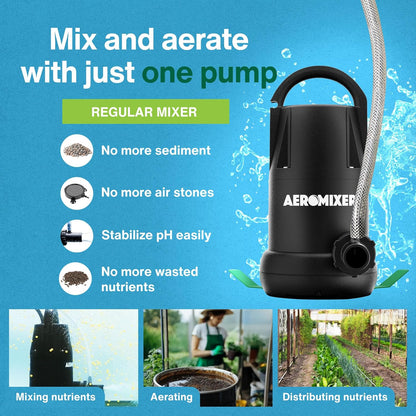 Aeromixer Regular 3/4 HP Submersible Mixing + Aerating Pump - Submersible Water Pump for Nutrient