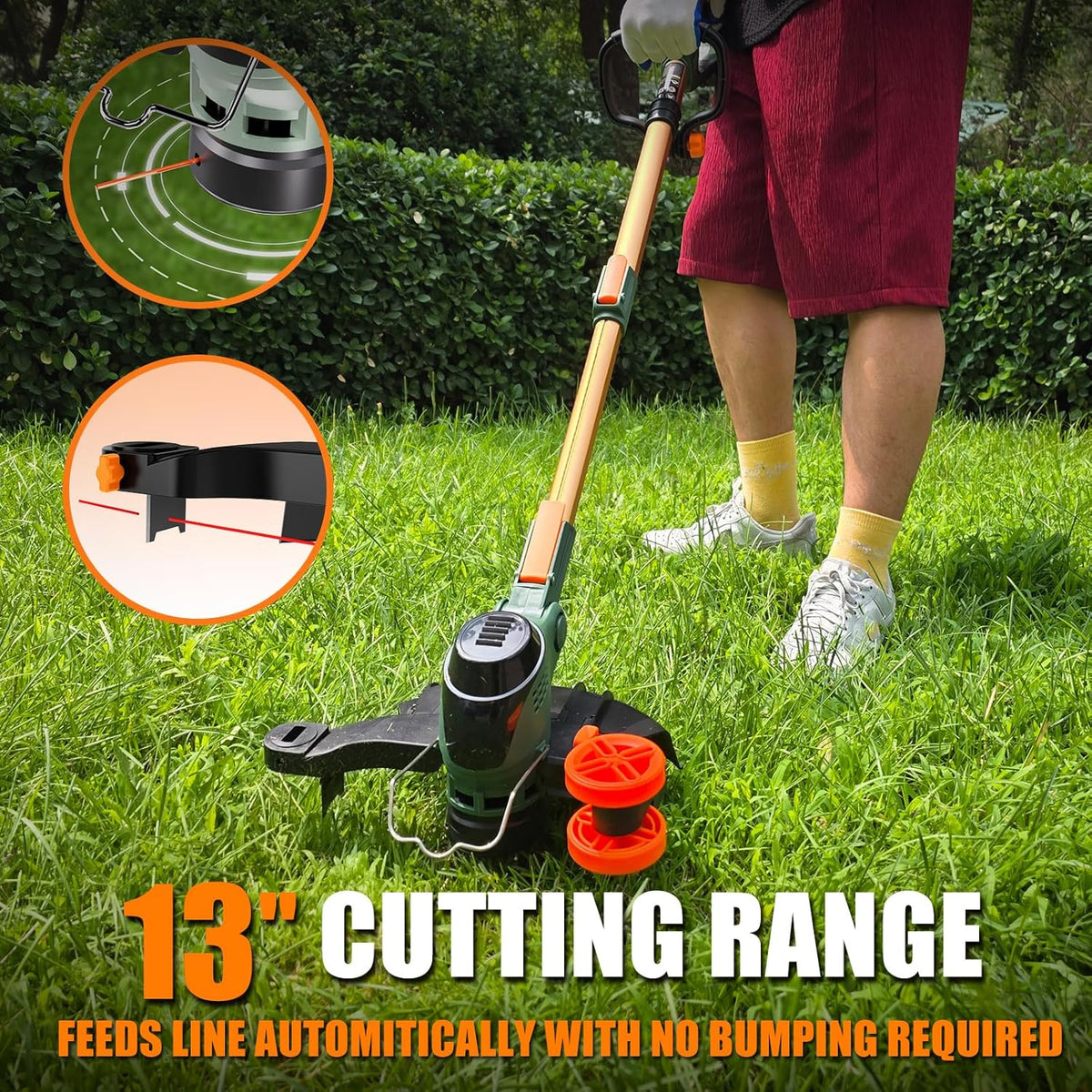 13-Inch String Trimmer Cordless,(2 x 21V 5.0Ah Batteries & Charger), 2 in 1 Trimmer & Edger