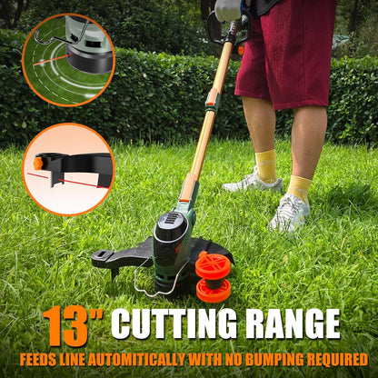 13-Inch String Trimmer Cordless,(2 x 21V 5.0Ah Batteries & Charger), 2 in 1 Trimmer & Edger