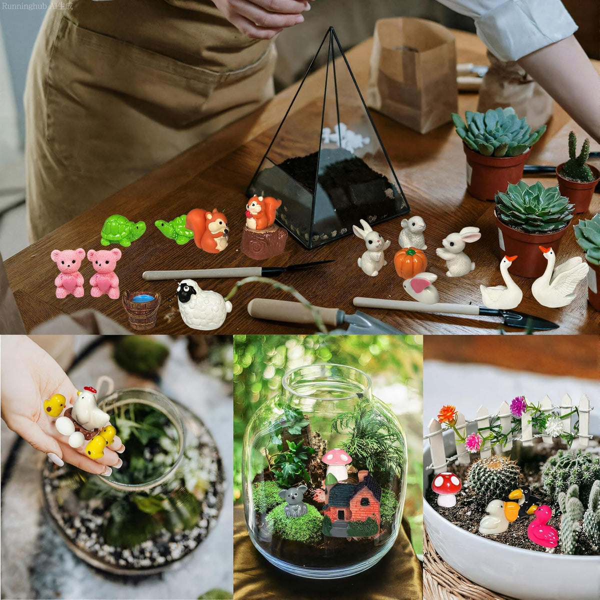 Mini Fairy Garden Accessories 103 PCS Mini Resin Animals for Terrarium Decor Bulk Miniature Garden
