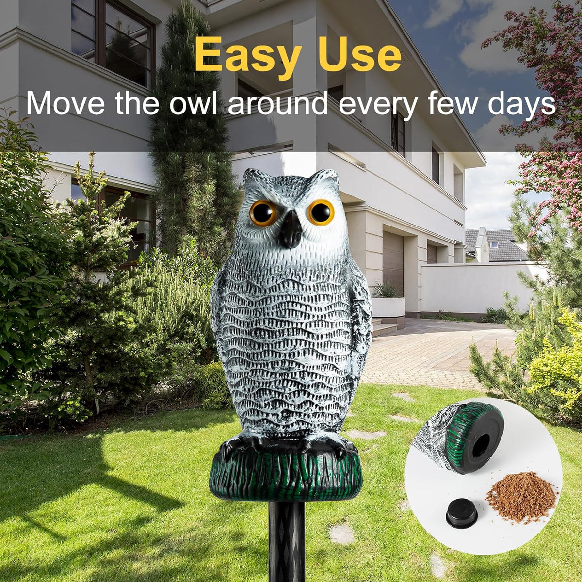OFFO Bird Scare Devices Plastic Owl Scarecrow for Halloween Decorations Outdoor Garden, Yard, Pool
