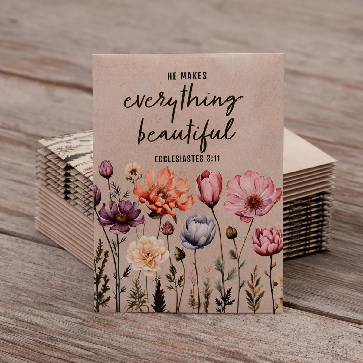 He Makes Everything Beautiful - Pollinator Wildflower Mix Seed Packets - 25 Seed Packs - Perfect