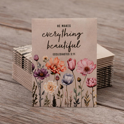 He Makes Everything Beautiful - Pollinator Wildflower Mix Seed Packets - 25 Seed Packs - Perfect