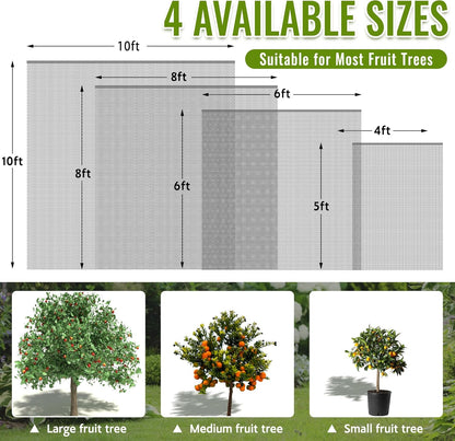 2 Pack Fruit Tree Netting Bags with Zipper and Drawstring, 6 x 6ft Ultra Fine Mesh Garden Netting
