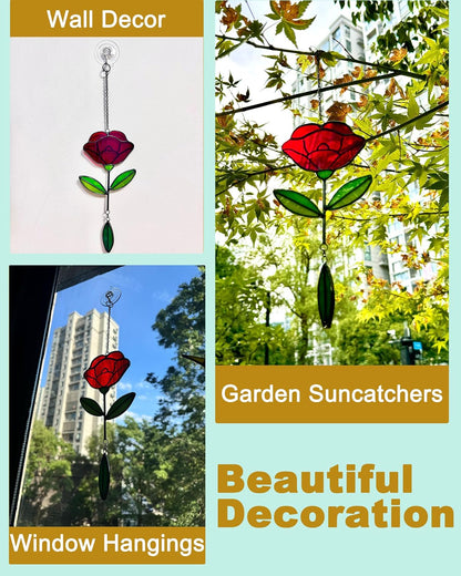 Stained Glass Window Hangings, Handcrafted Garden Suncatchers for Window and Home Decor Decor